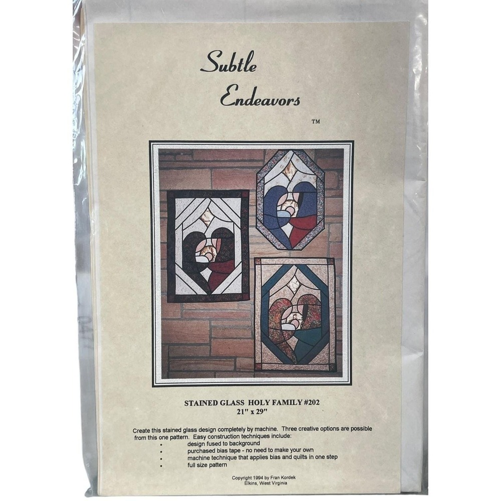 Subtle Endeavors #202 Stained Glass Holy Family Quilt Pattern 21" x 29" 1990s